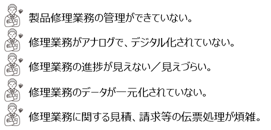 製品修理管理ソリューション：お悩み